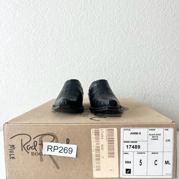 Rod Patrick Womens Mules 5C Black Caiman Leather Western Slip On Boots - Picture 11 of 12